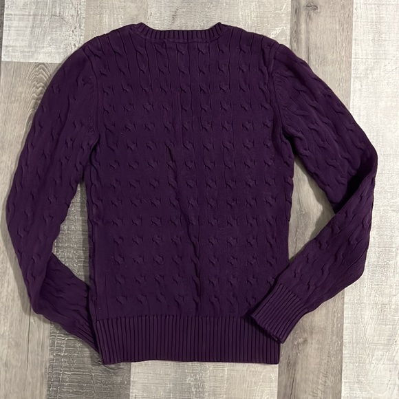 NWOT Tommy Hilfiger Ribbed Cable Knit V-Neck Sweater Eggplant Purple Size Small - Picture 6 of 6